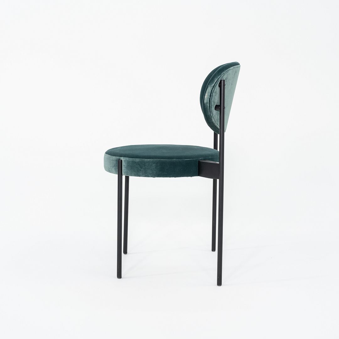 2024 Verner Panton for Verpan 430 Chair in Teal Velvet Upholstery w/ Black Frame