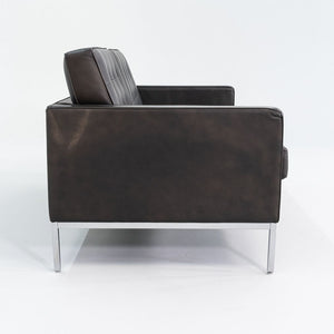 2013 Florence Knoll Two Seat Settee / Sofa in Black Leather and Chrome