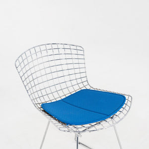 2000s Set of Five Harry Bertoia for Knoll Chrome Dining Chairs w/ Blue Cushions