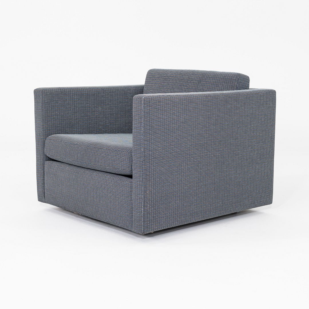 2018 Charles Pfister for Knoll Tuxedo Lounge Chair in Blue Grey Fabric Upholstery