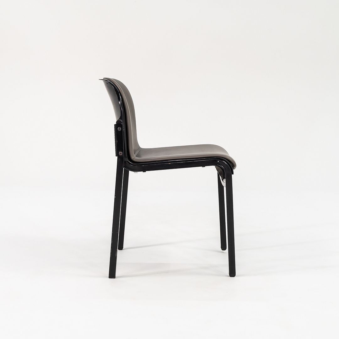 1980s Pair of Thonet Leather Side Chairs in Steel w/ Grey Naugahyde Upholstery
