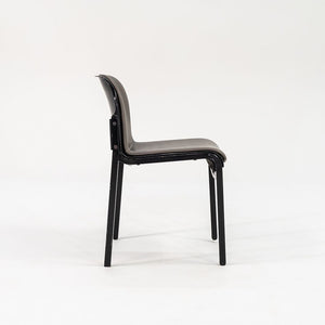 1980s Pair of Thonet Leather Side Chairs in Steel w/ Grey Naugahyde Upholstery