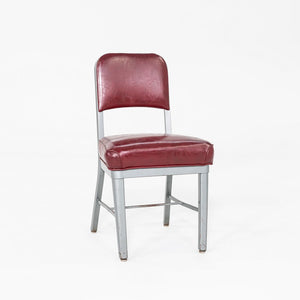 1969 Emeco Navy Aluminum Upholstered Side Chair Red Vinyl UpholsteryModel 1002