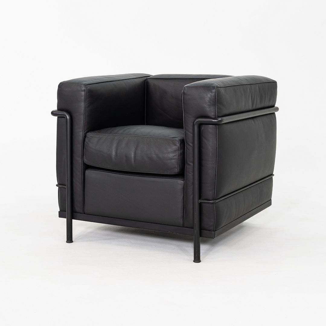2000s Le Corbusier for Cassina LC2 Petite Club Lounge Chair in Black Leather