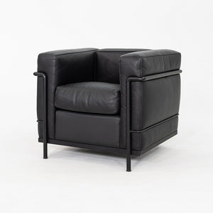 2000s Le Corbusier for Cassina LC2 Petite Club Lounge Chair in Black Leather