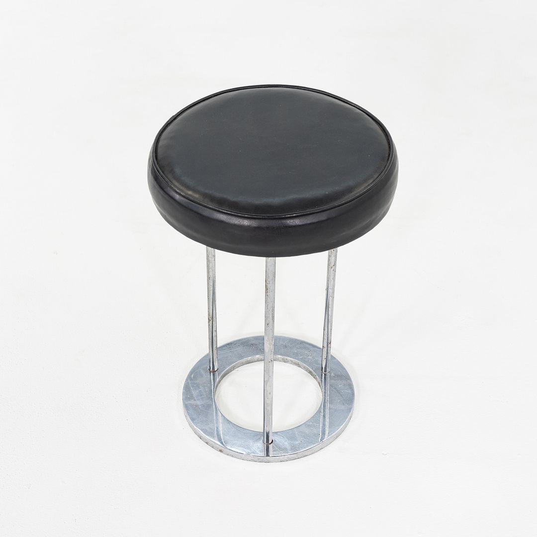 1970s Paul Mayen for Habitat Occasional Stool in Chrome and Black Vinyl 18"