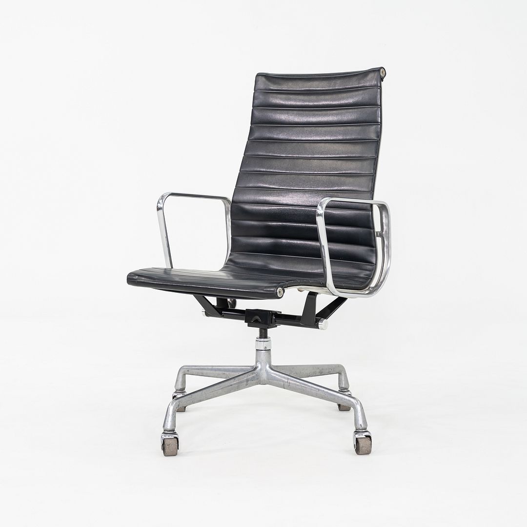 1981 Herman Miller Eames Aluminum Group Executive Desk Chair in Black Naugahyde