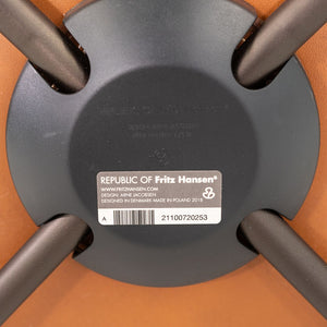 2018 Arne Jacobsen Pot Chair in Elegance Walnut Leather Steel Base Fritz Hansen