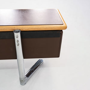 1979 Warren Platner for Knoll Executive Credenza in Oak, Leather & Chromed Steel