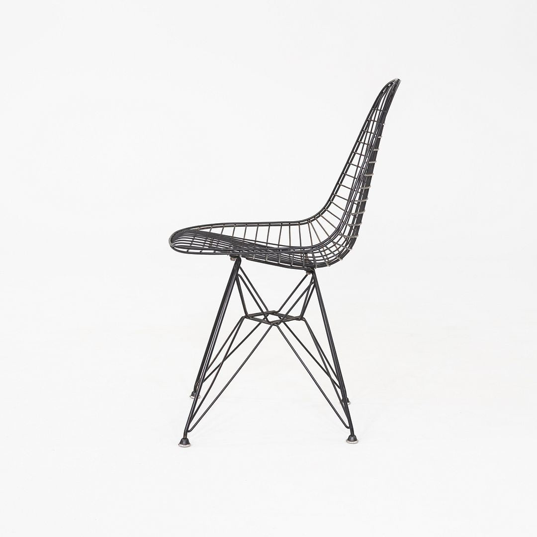 C. 1956 Pair of Herman Miller Eames DKR Wire Dining Chairs with Eiffel Bases
