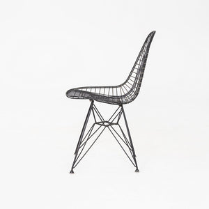 C. 1956 Pair of Herman Miller Eames DKR Wire Dining Chairs with Eiffel Bases