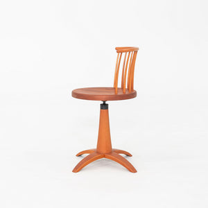 1990s Shaker Workshops Swivel Chair Revolver Stool in Cherry Wood Made in USA