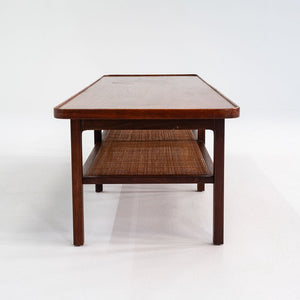 1960s Jack Cartwright for Founders Rectangular Coffee Table in Walnut and Cane