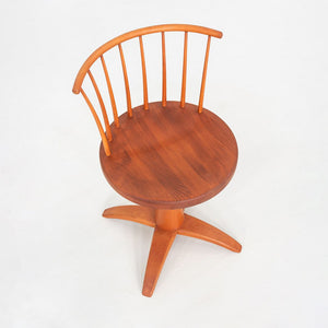 1990s Shaker Workshops Swivel Chair Revolver Stool in Cherry Wood Made in USA
