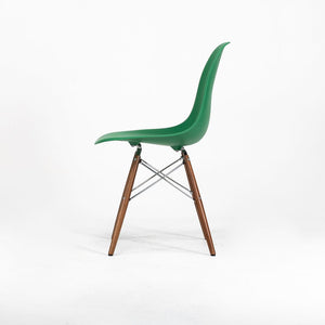 C. 2020 Herman Miller Eames Plastic Side Shell Chair Green w/ Walnut Dowel Base