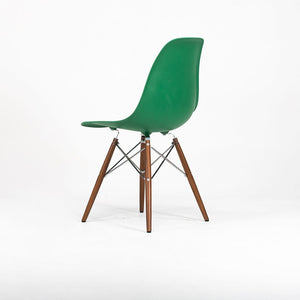 C. 2020 Herman Miller Eames Plastic Side Shell Chair Green w/ Walnut Dowel Base