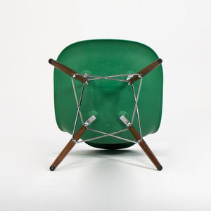 C. 2020 Herman Miller Eames Plastic Side Shell Chair Green w/ Walnut Dowel Base