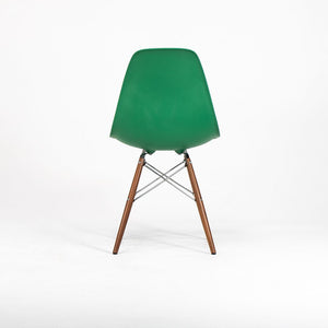 C. 2020 Herman Miller Eames Plastic Side Shell Chair Green w/ Walnut Dowel Base