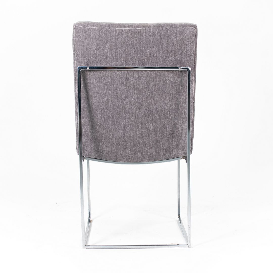 1970s Thin Line Dining Chairs by Milo Baughman for Thayer Coggin in Chromed Steel and Fabric