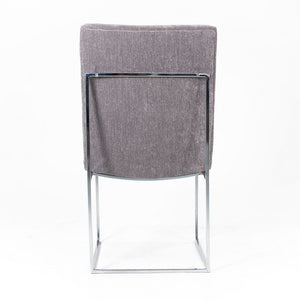 1970s Thin Line Dining Chairs by Milo Baughman for Thayer Coggin in Chromed Steel and Fabric