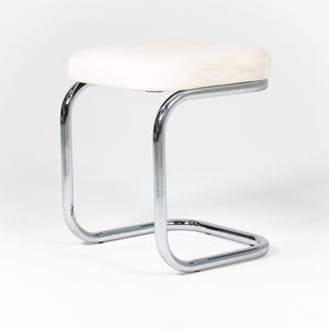 1970s Marcel Breuer for Thonet Stool in Chrome w/ Off-White Fabric Upholstery