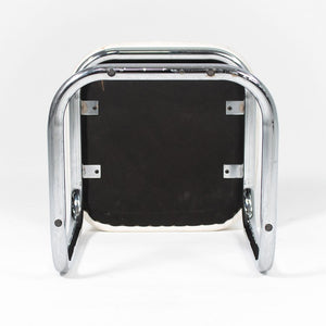 1970s Marcel Breuer for Thonet Stool in Chrome w/ Off-White Fabric Upholstery