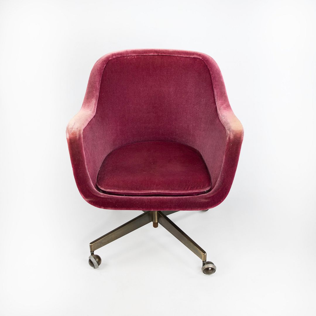 1970s Bucket Desk Chair by Ward Bennett for Brickel Associates in Bronze and Fabric
