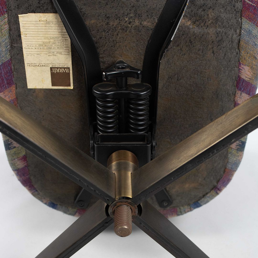 1970s Bucket Desk Chair by Ward Bennett for Brickel Associates in Bronze and Fabric