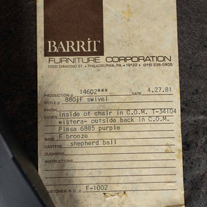 1970s Bucket Desk Chair by Ward Bennett for Brickel Associates in Bronze and Fabric