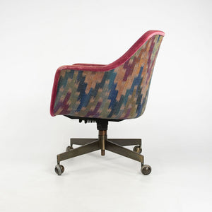 1970s Bucket Desk Chair by Ward Bennett for Brickel Associates in Bronze and Fabric
