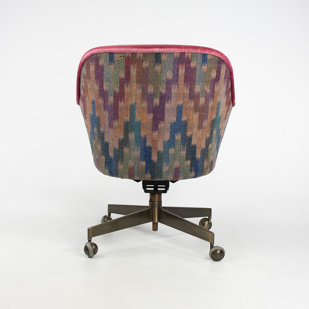 1970s Bucket Desk Chair by Ward Bennett for Brickel Associates in Bronze and Fabric