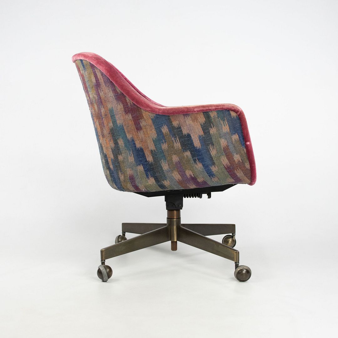 1970s Bucket Desk Chair by Ward Bennett for Brickel Associates in Bronze and Fabric
