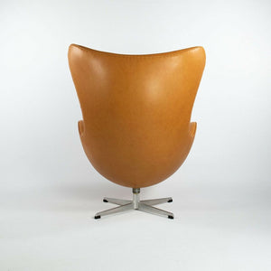 1959 Egg Chair and Ottoman by Arne Jacobsen for Fritz Hansen in Cognac Leather