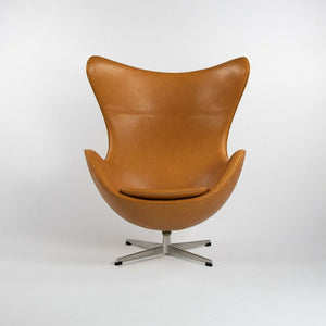 1959 Egg Chair and Ottoman by Arne Jacobsen for Fritz Hansen in Cognac Leather