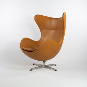 1959 Egg Chair and Ottoman by Arne Jacobsen for Fritz Hansen in Cognac Leather