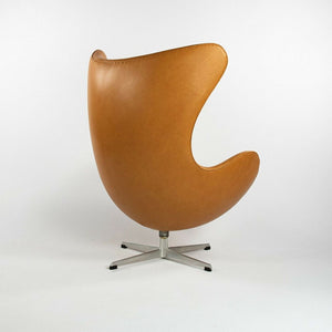 1959 Egg Chair and Ottoman by Arne Jacobsen for Fritz Hansen in Cognac Leather