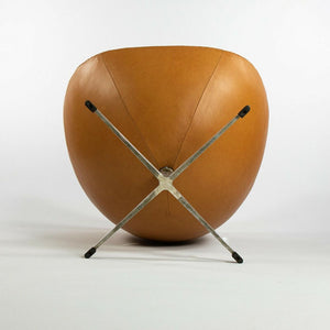 SOLD 1959 Egg Chair and Ottoman by Arne Jacobsen for Fritz Hansen in Cognac Leather