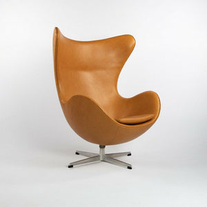 SOLD 1959 Egg Chair and Ottoman by Arne Jacobsen for Fritz Hansen in Cognac Leather