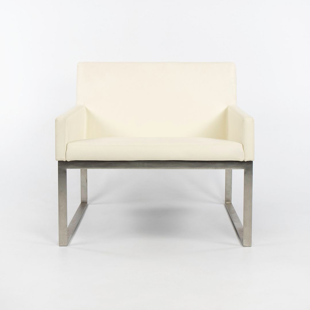 2010s B.3 Lounge Chair by Fabien Baron for Bernhardt Design in White Leather and Stainless