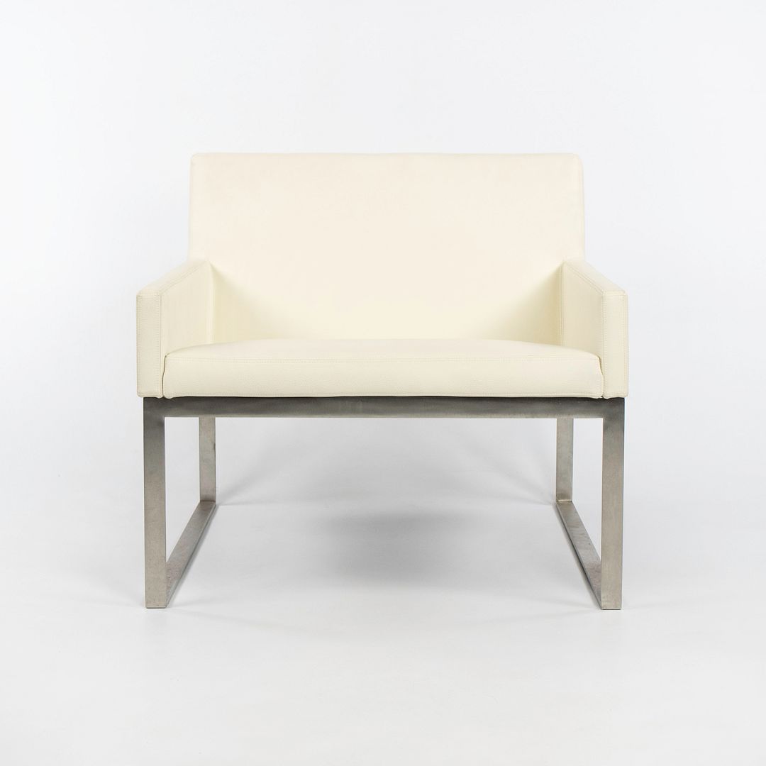 2010s B.3 Lounge Chair by Fabien Baron for Bernhardt Design in White Leather and Stainless