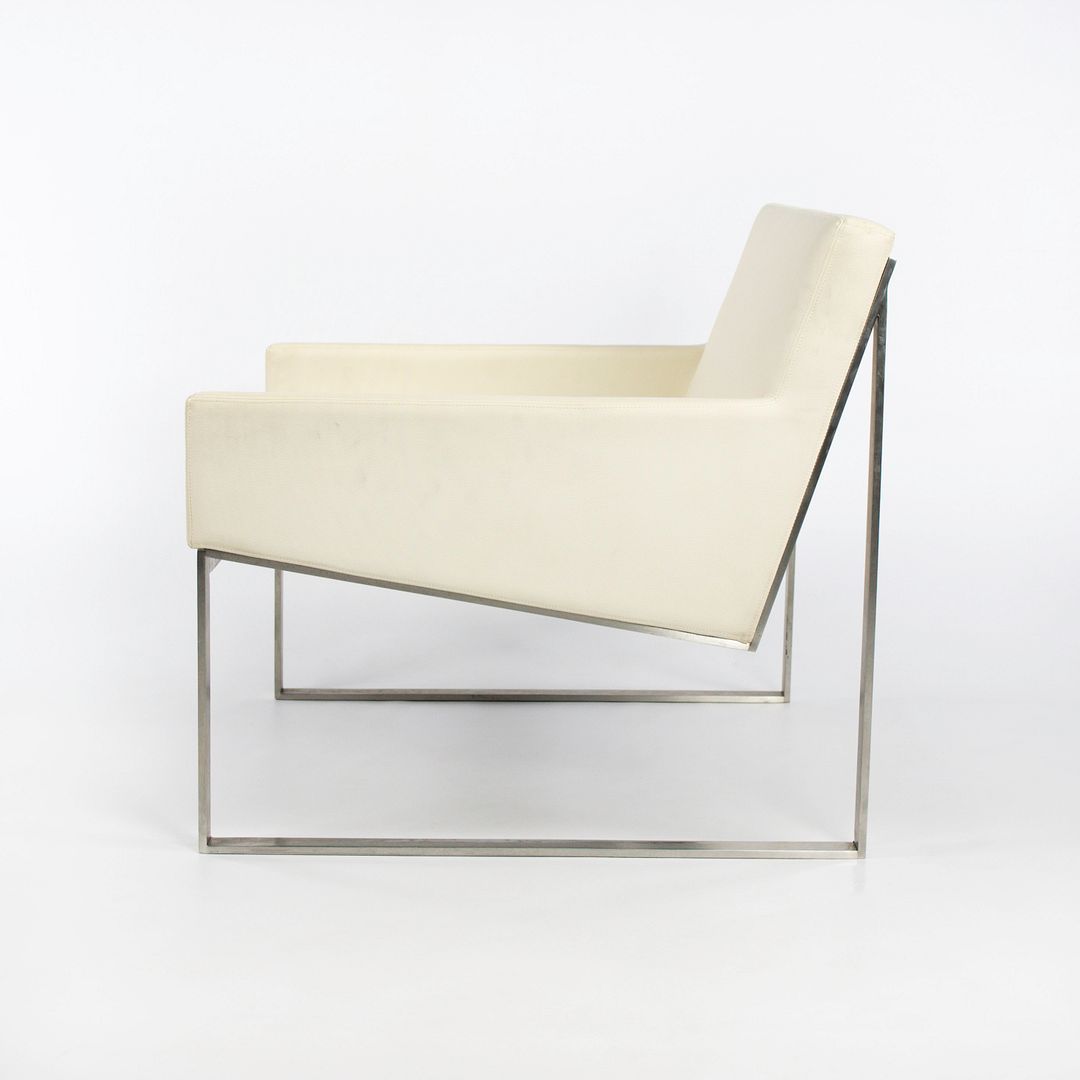 2010s B.3 Lounge Chair by Fabien Baron for Bernhardt Design in White Leather and Stainless