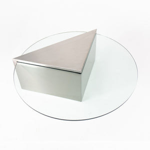 SOLD 1970s Triform Cantilever Table by J. Wade Beam for Brueton in Glass and Brushed Steel