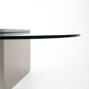 1970s Triform Cantilever Table by J. Wade Beam for Brueton in Glass and Brushed Steel
