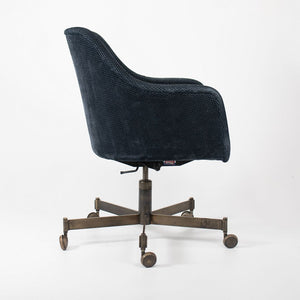 1980s Bumper Desk Chair by Ward Bennett for Brickel Associates in Blue Fabric with Bronze Bases 2x Available