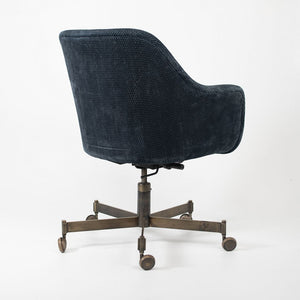 1980s Bumper Desk Chair by Ward Bennett for Brickel Associates in Blue Fabric with Bronze Bases 2x Available