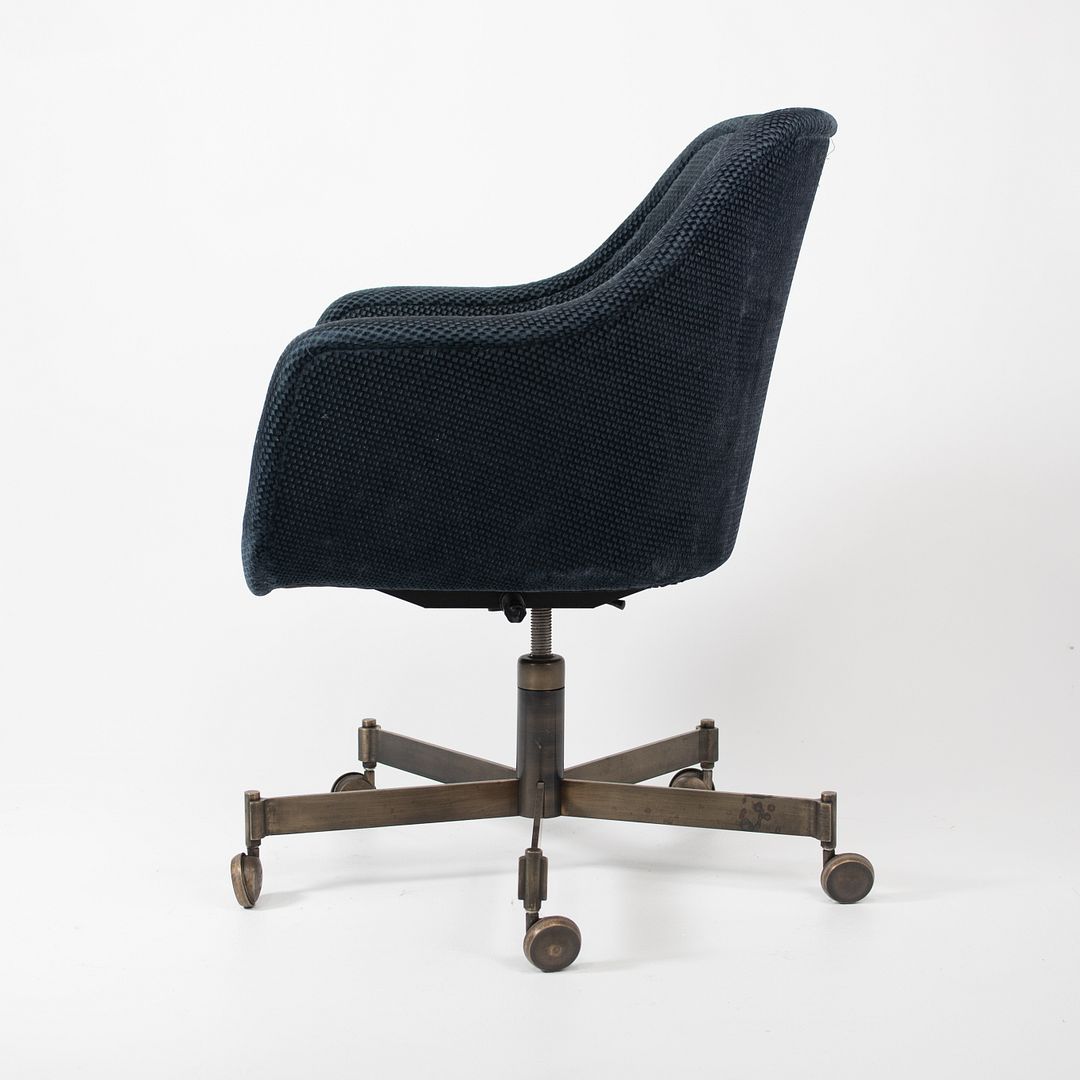 1980s Bumper Desk Chair by Ward Bennett for Brickel Associates in Blue Fabric with Bronze Bases 2x Available