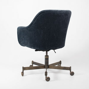 1980s Bumper Desk Chair by Ward Bennett for Brickel Associates in Blue Fabric with Bronze Bases 2x Available