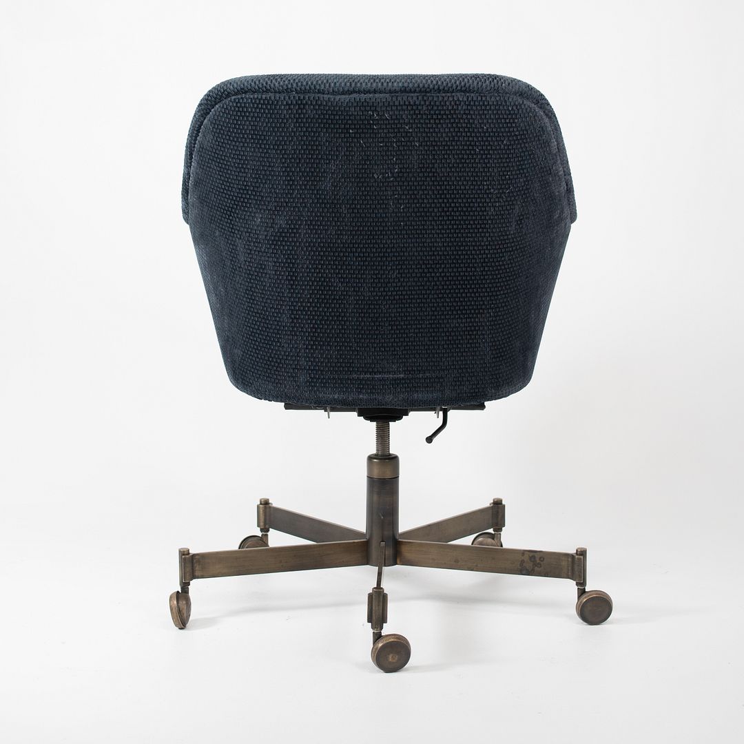 1980s Bumper Desk Chair by Ward Bennett for Brickel Associates in Blue Fabric with Bronze Bases 2x Available