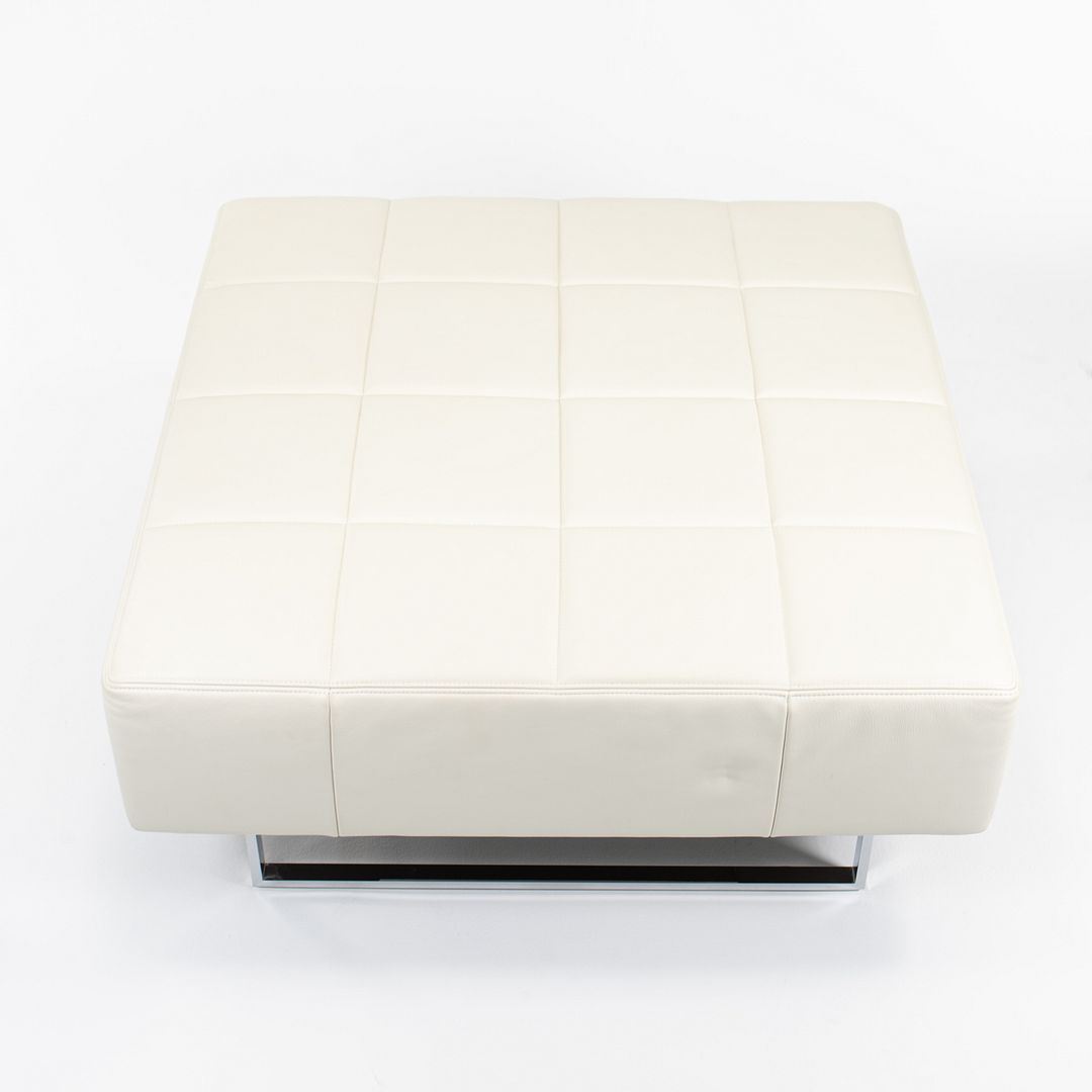 2014 Quadra Ottoman by Pierluigi Cerri for Poltrona Frau in Off-White Leather 34x34 inch