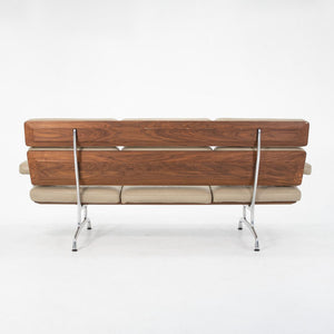 SOLD 2002 Eames Three Seat Sofa by Charles and Ray Eames for Herman Miller in Walnut and Tan Leather